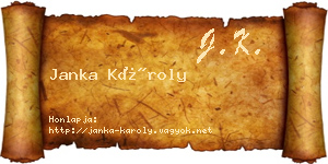 Janka Károly névjegykártya